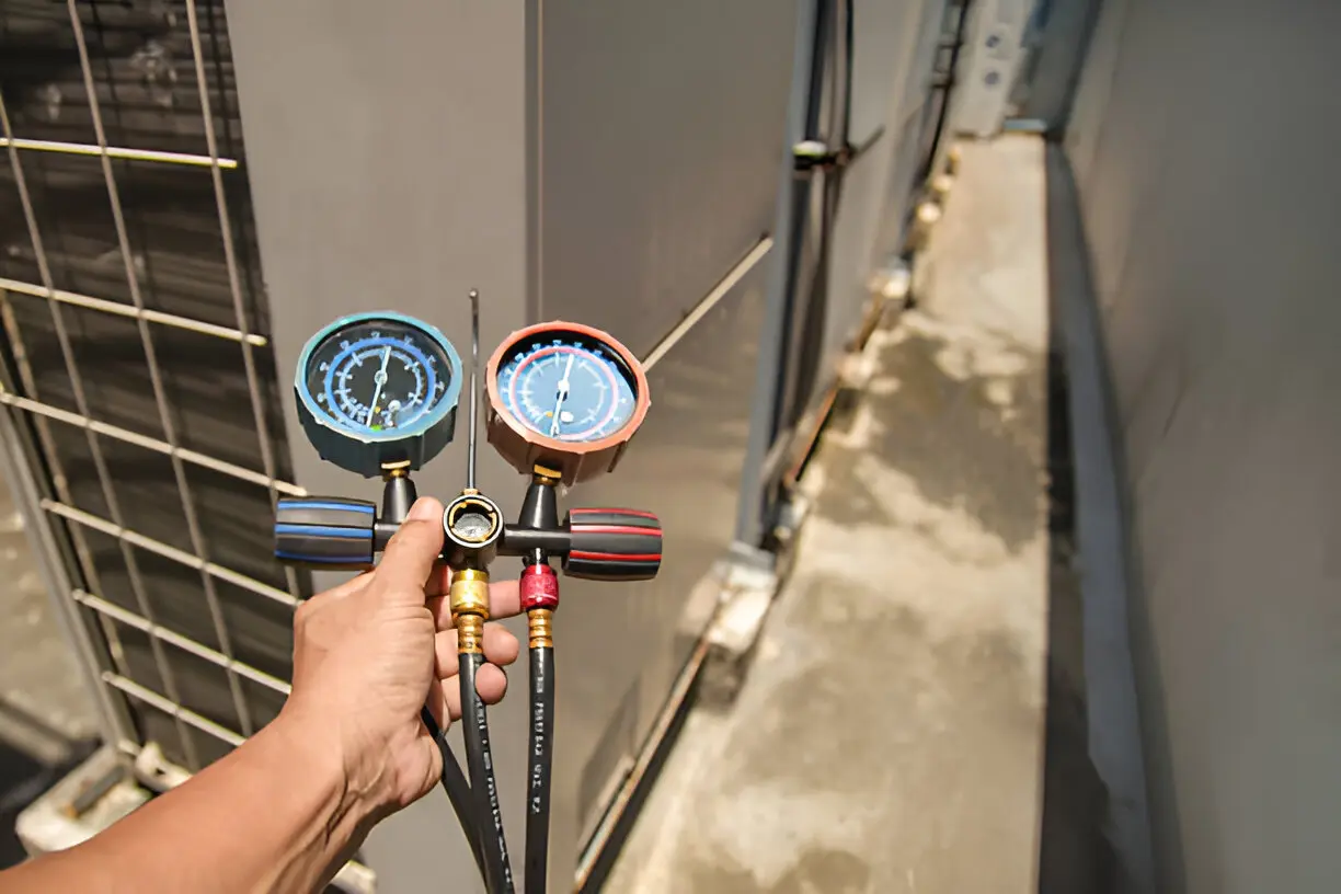 Home 10 Emergency AC repair technician fixing unit during a service call in Orlando